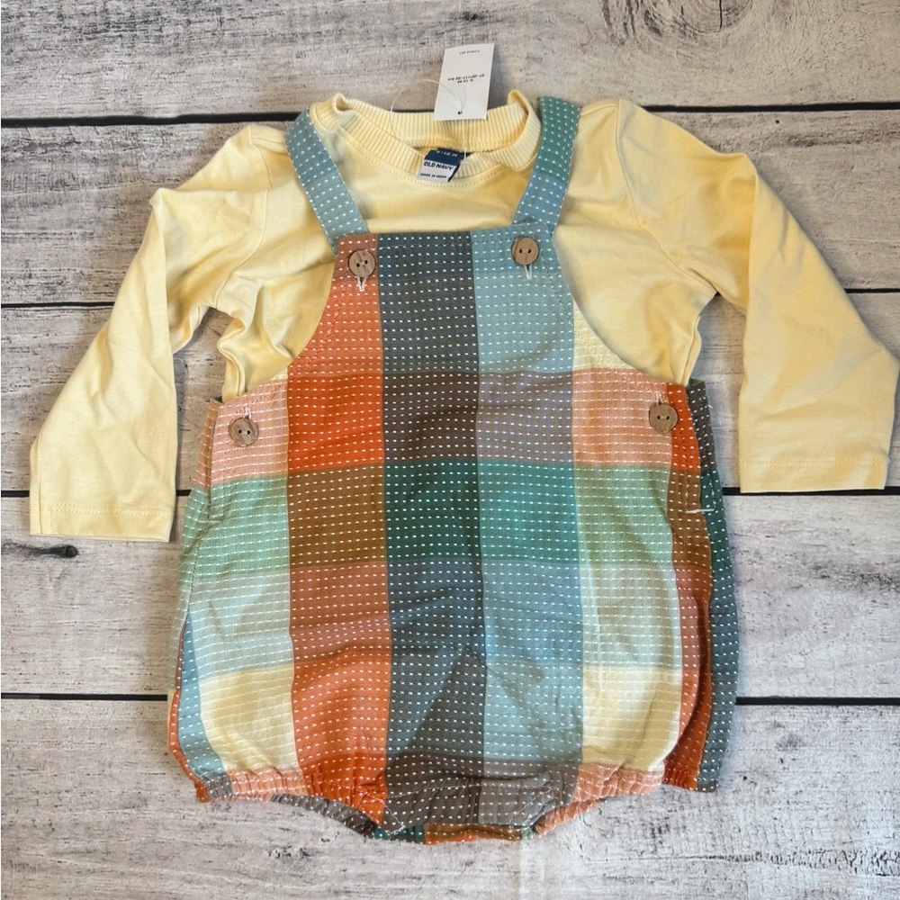Baby Boy Old Navy Holiday Outfit Romper 2 Piece 6-12 Months NWT